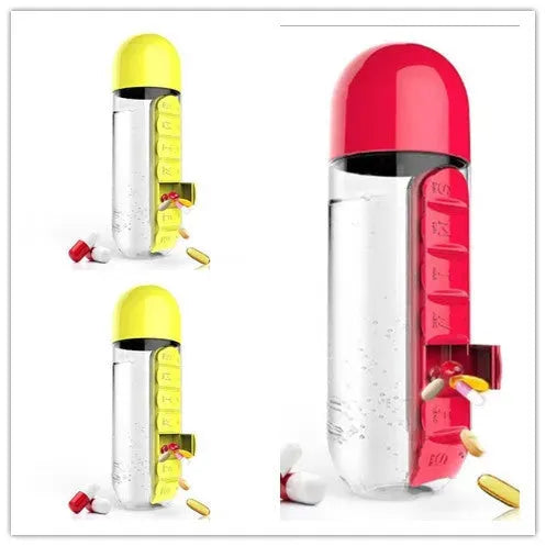 Direct Selling Two-In-One Water Cup Pill Box 7-Day Pill Box 7 Grids Outdoor Easy To Carry Water Bottle One Week With Pill Box Cup - Bellarte Enchanté Direct Selling Two-In-One Water Cup Pill Box 7-Day Pill Box 7 Grids Outdoor Easy To Carry Water Bottle One Week With Pill Box Cup